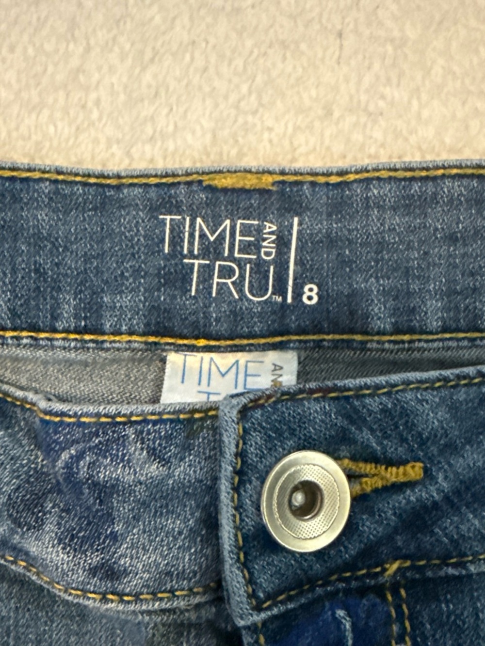 Time and Tru Blue Denim Floral Distressed Cutoff Shorts - Picture 3 of 4